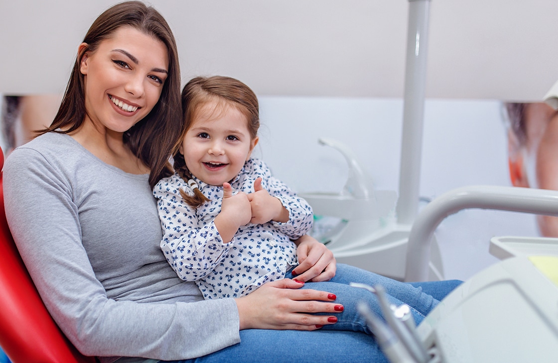 Mom and Child in Dental Chair